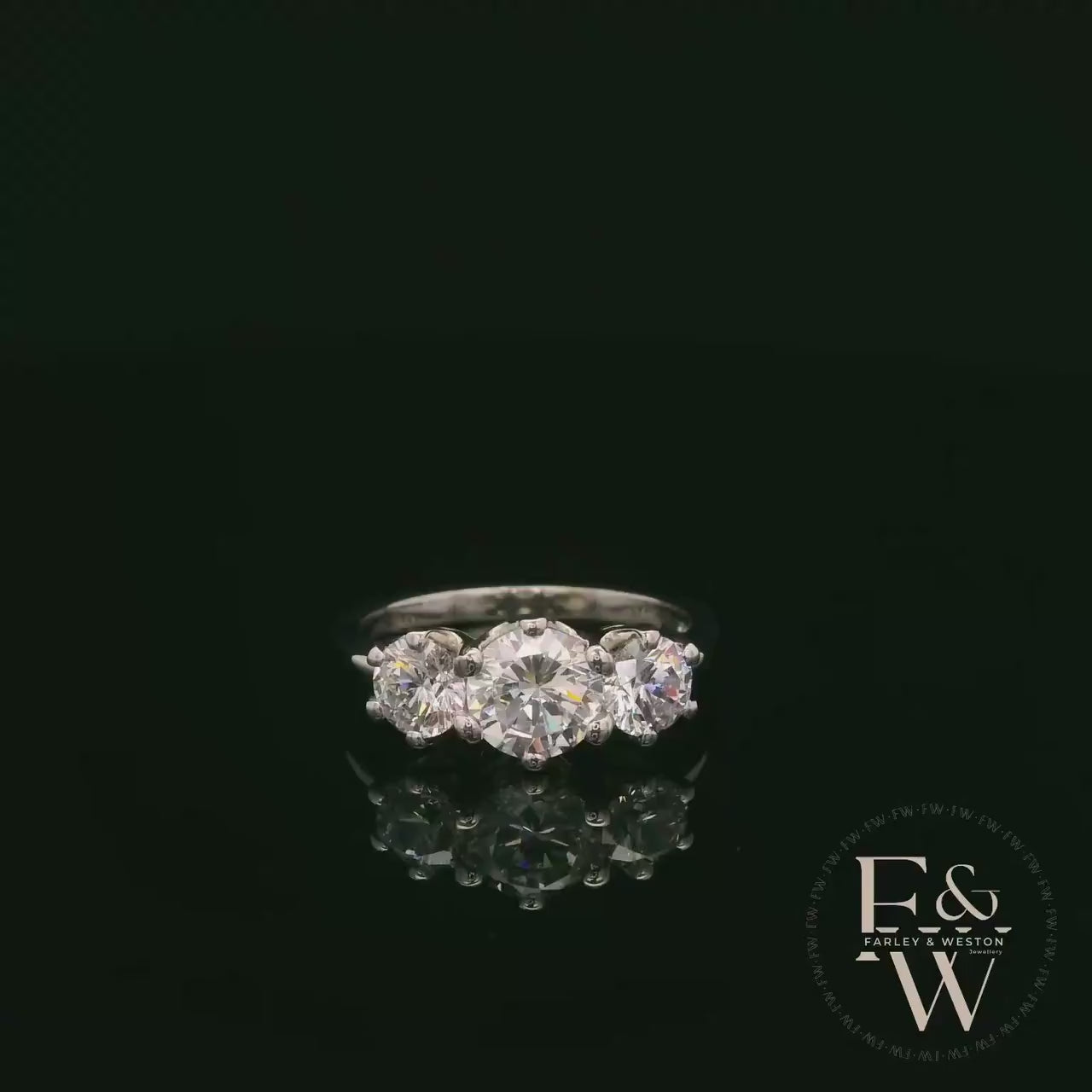 9ct White Gold & Three Stone Moissanite Ring
