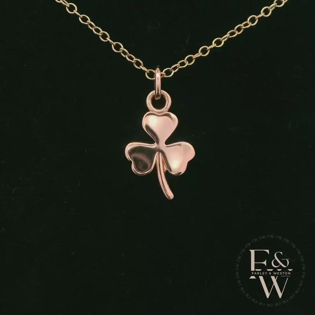 9ct Rose Gold 3 Leaf Clover Pendant