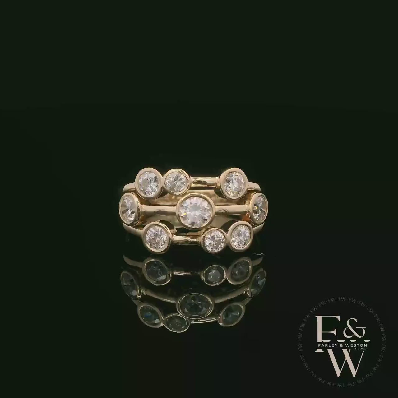 Diamond Unique 9ct Yellow Gold Raindance Ring