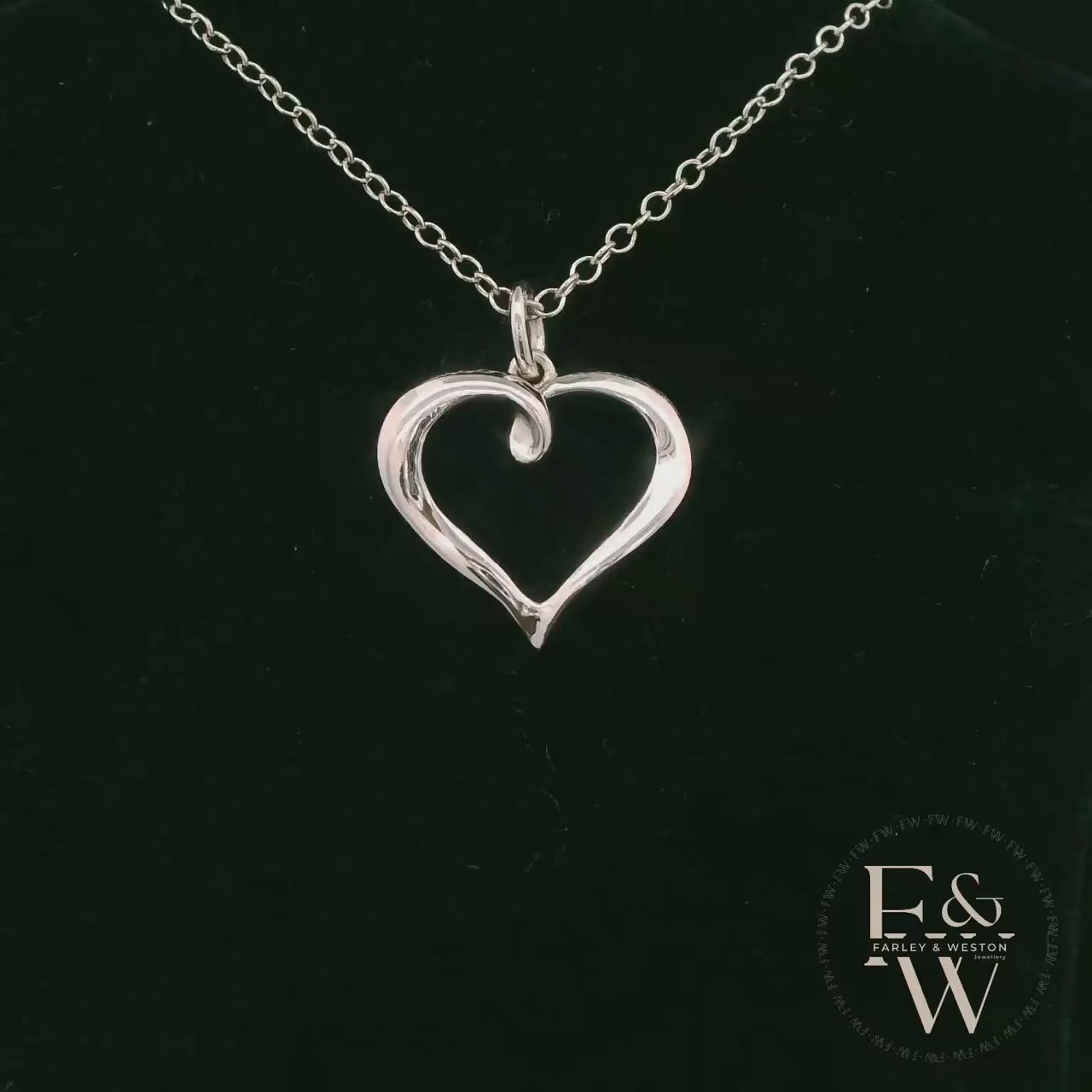 9ct White Gold Small Plain Heart Pendant