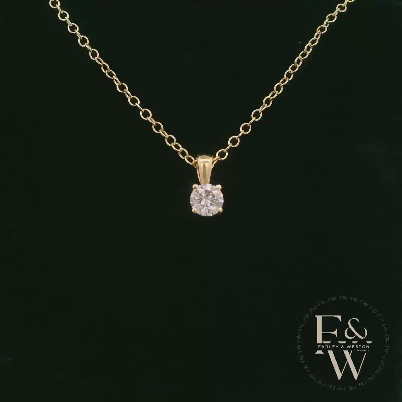 9ct Yellow Gold & Solitaire Moissanite Pendant