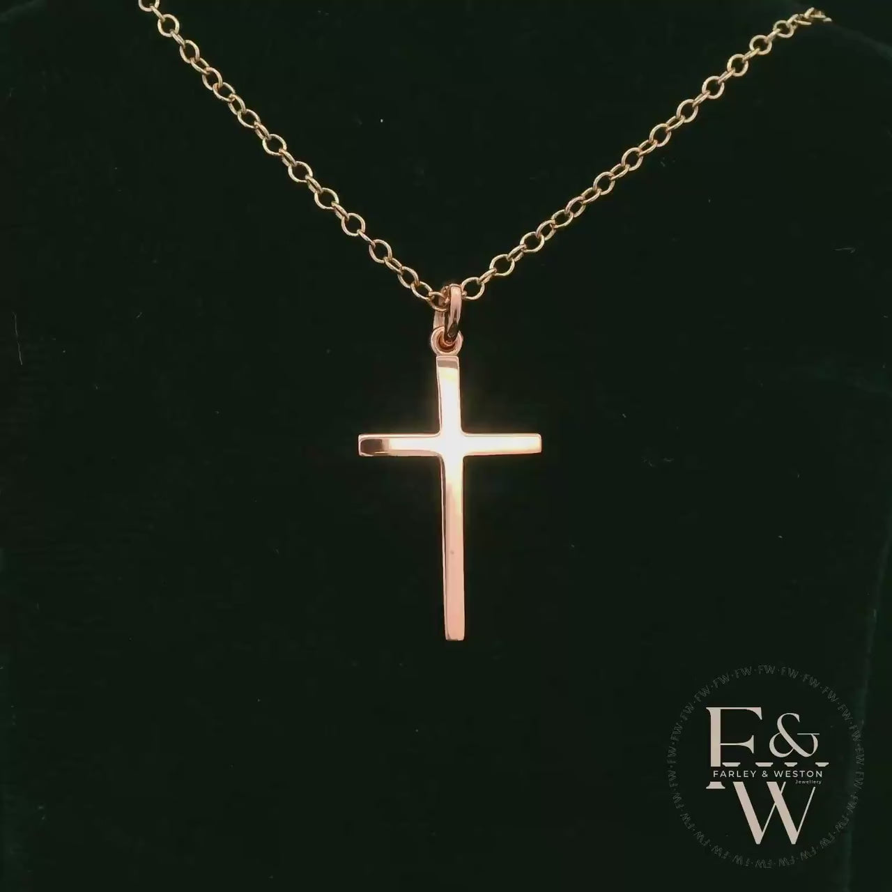 9ct Rose Gold Small Plain Cross Pendant