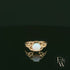 Celtic Patterned 9ct Yellow Gold Cultured Opal Single Stone Ring