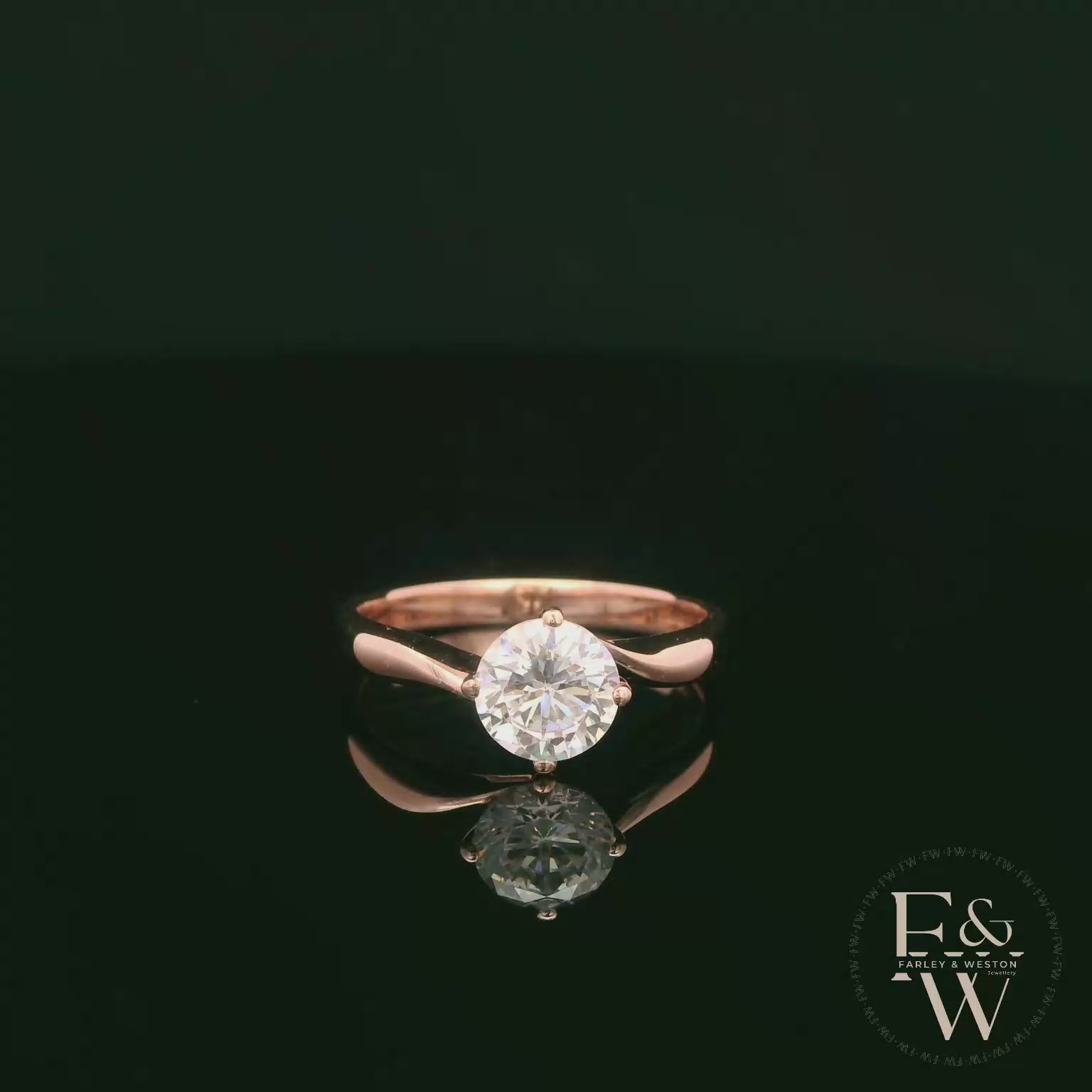 9ct Rose Gold Single Stone White Moissanite Ring